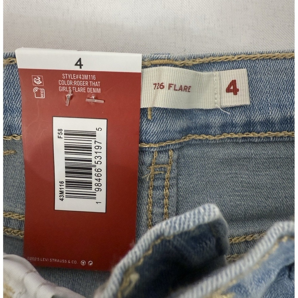 NWT Levi's Girls Flare 726 Denim Light Wash Toddler Girls Size 4 - Picture 4 of 8